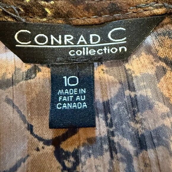 Conrad C Collection Shirt animal print snake brown sheer leather feather belt - Picture 11 of 12